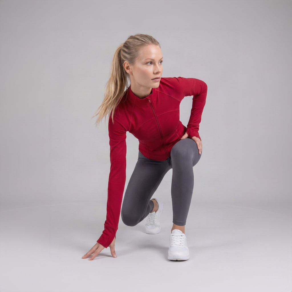 Women's Yoga Jacket with Long Sleeves and Zipper Pockets