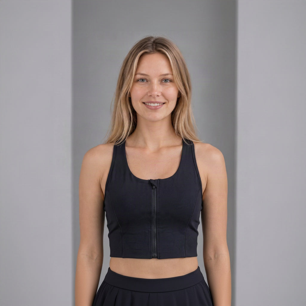 Women's zip-front sports bra