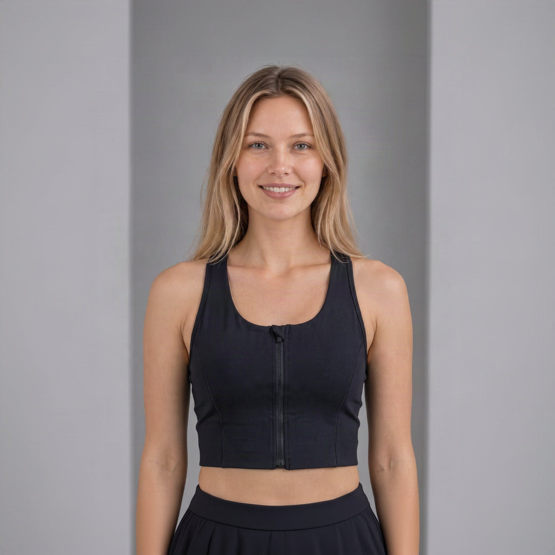 Women's zip-front sports bra